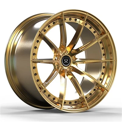 Cerchi forgiati personalizzati in 2 pezzi Corvette C7 con disco e canna spazzolati in bronzo 19x9,5 e 20x11