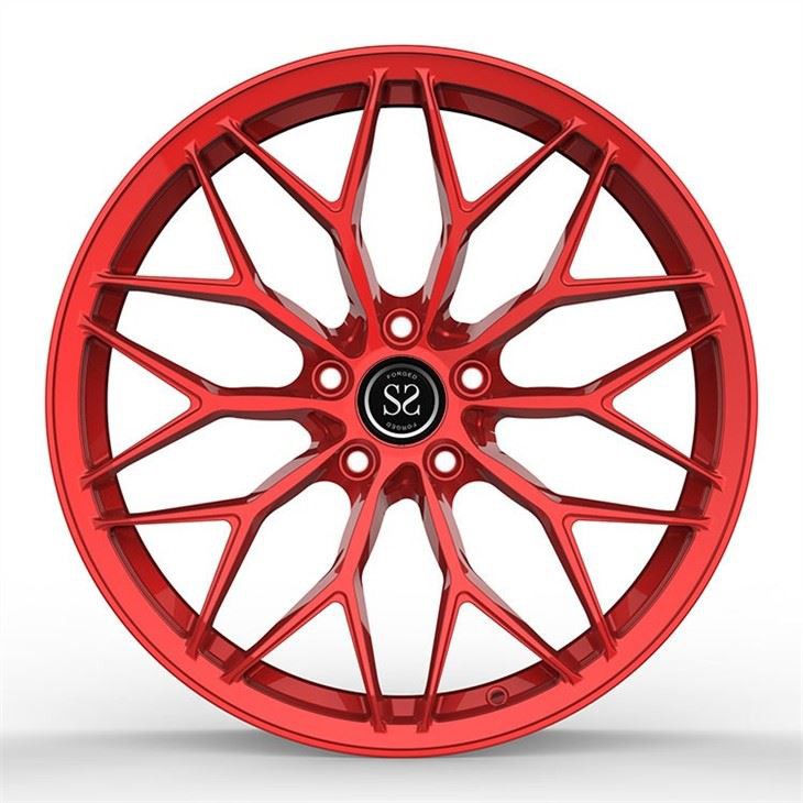 Custom Design Red Spokes Monoblock 1 Piece Luxury Forged Wheels For Luxury Car Aluminum Alloy Rims
