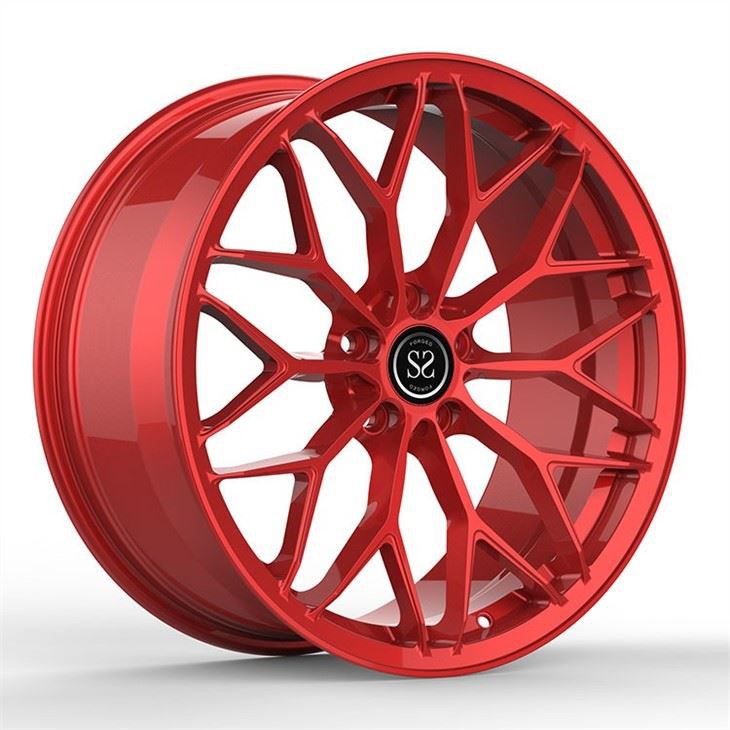 Custom Design Red Spokes Monoblock 1 Piece Luxury Forged Wheels For Luxury Car Aluminum Alloy Rims